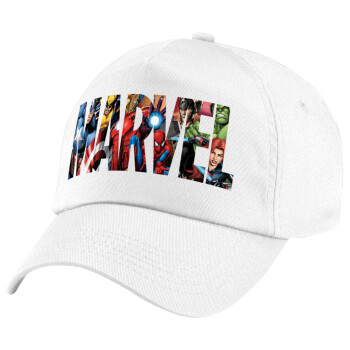 MARVEL characters, Πεντάφυλλο καπέλο Λευκό, 100% Βαμβακερό (Twill), με ρύθμιση, unisex