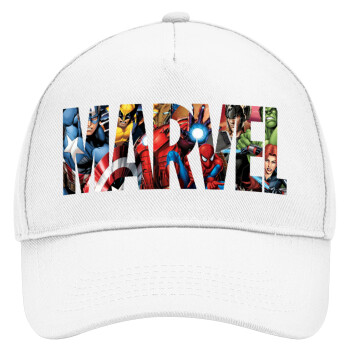 MARVEL characters, Καπέλο Ενηλίκων Baseball, Drill, Λευκό (100% ΒΑΜΒΑΚΕΡΟ, ΕΝΗΛΙΚΩΝ, UNISEX, ONE SIZE)