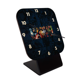 MARVEL characters, Quartz Table clock in natural wood (10cm)
