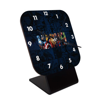 MARVEL characters, Quartz Wooden table clock with hands (10cm)