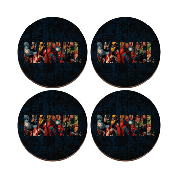 MARVEL characters, ΣΕΤ x4 Σουβέρ ξύλινα στρογγυλά plywood (9cm)