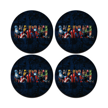 MARVEL characters, SET of 4 round wooden coasters (9cm)