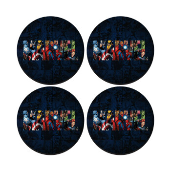 MARVEL characters, ΣΕΤ 4 Σουβέρ ξύλινα στρογγυλά (9cm)