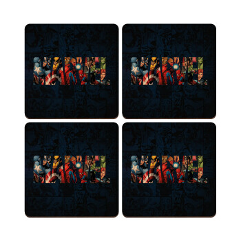 MARVEL characters, ΣΕΤ x4 Σουβέρ ξύλινα τετράγωνα plywood (9cm)