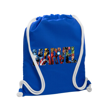 MARVEL characters, Τσάντα πλάτης πουγκί GYMBAG Μπλε, με τσέπη (40x48cm) & χονδρά κορδόνια