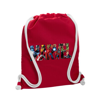 MARVEL characters, Τσάντα πλάτης πουγκί GYMBAG Κόκκινη, με τσέπη (40x48cm) & χονδρά κορδόνια