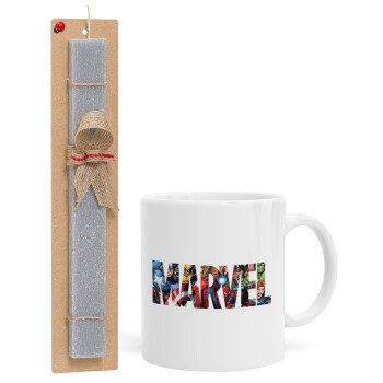 MARVEL characters, Easter Set, Ceramic Cup (330ml) & Easter aromatic flat candle (30cm) (GRAY)