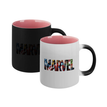 MARVEL characters, Κούπα Μαγική εσωτερικό ΡΟΖ, κεραμική 330ml που αλλάζει χρώμα με το ζεστό ρόφημα