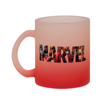 MARVEL characters, Κούπα γυάλινη δίχρωμη με βάση το κόκκινο ματ, 330ml