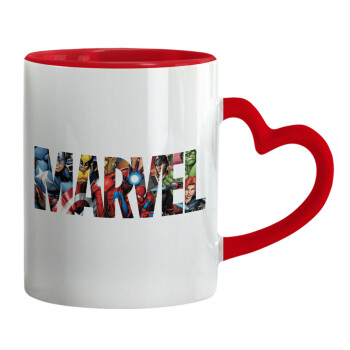 MARVEL characters, Mug heart red handle, ceramic, 330ml