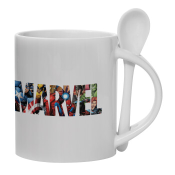MARVEL characters, Ceramic coffee mug with Spoon, 330ml (1pcs)