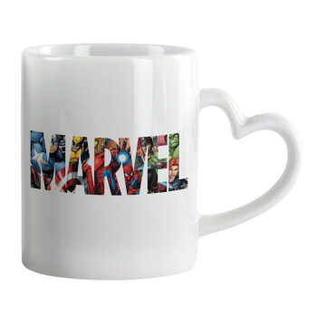 MARVEL characters, Mug heart handle, ceramic, 330ml