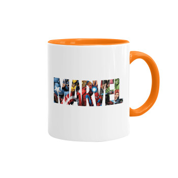 MARVEL characters, Κούπα χρωματιστή πορτοκαλί, κεραμική, 330ml