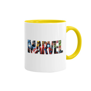 MARVEL characters, Κούπα χρωματιστή κίτρινη, κεραμική, 330ml