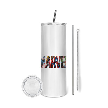 MARVEL characters, Tumbler stainless steel 600ml, with metal straw & cleaning brush