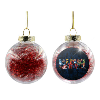 MARVEL characters, Χριστουγεννιάτικη μπάλα δένδρου διάφανη με κόκκινο γέμισμα 8cm