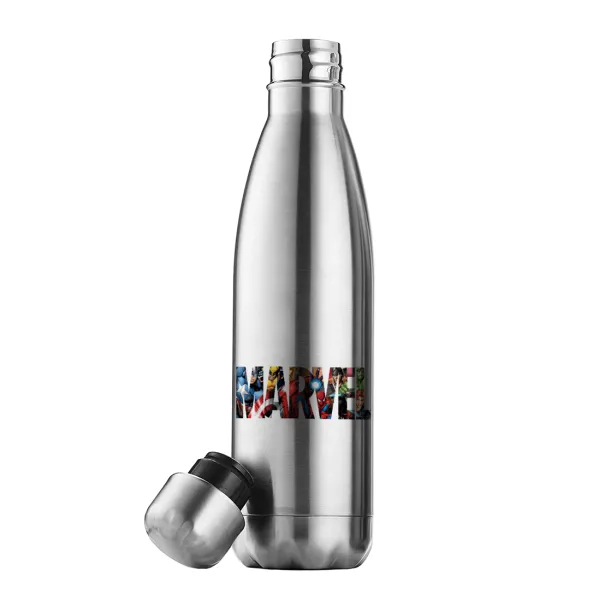 MARVEL characters — Μεταλλικό παγούρι θερμός Inox (Stainless steel), διπλού τοιχώματος, 500ml