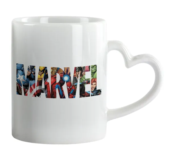 MARVEL characters — Mug heart handle, ceramic, 330ml