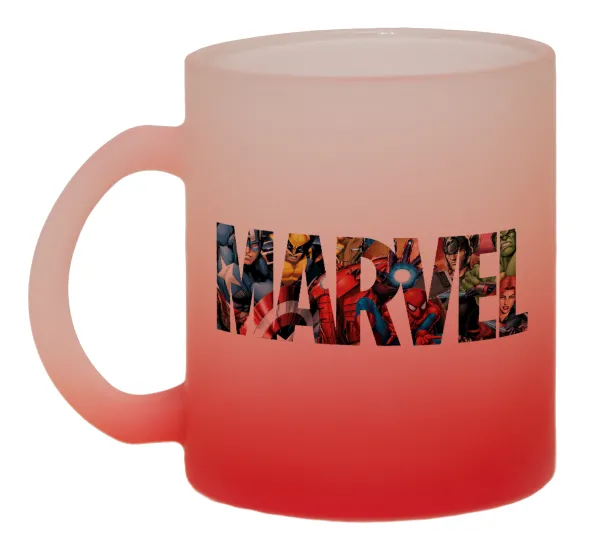 MARVEL characters — Κούπα γυάλινη δίχρωμη με βάση το κόκκινο ματ, 330ml