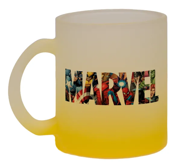MARVEL characters — Κούπα γυάλινη δίχρωμη με βάση το κίτρινο ματ, 330ml