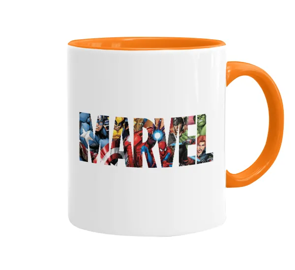 MARVEL characters — Κούπα χρωματιστή πορτοκαλί, κεραμική, 330ml