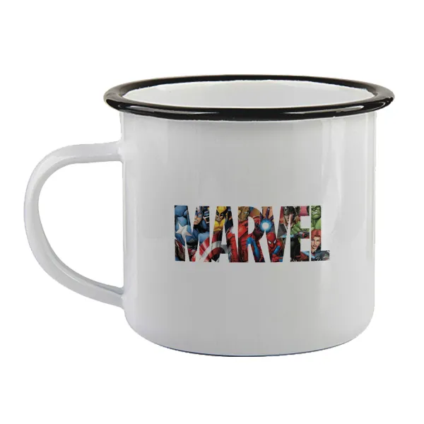 MARVEL characters — Enamel mug with black rim, 360ml