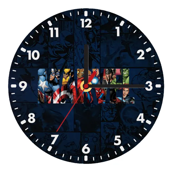 MARVEL characters — Ρολόι τοίχου ξύλινο (20cm)