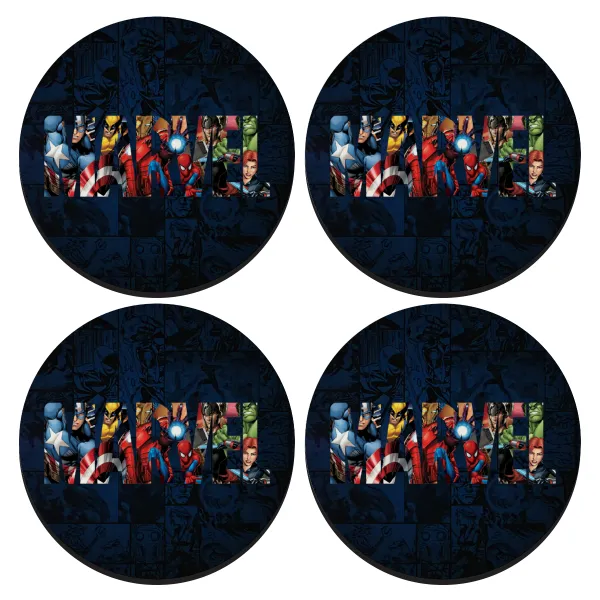 MARVEL characters — ΣΕΤ 4 Σουβέρ ξύλινα στρογγυλά (9cm)