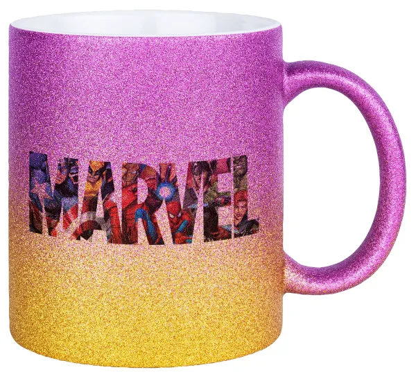 MARVEL characters — Gold/pink glitter mug, ceramic, 330ml