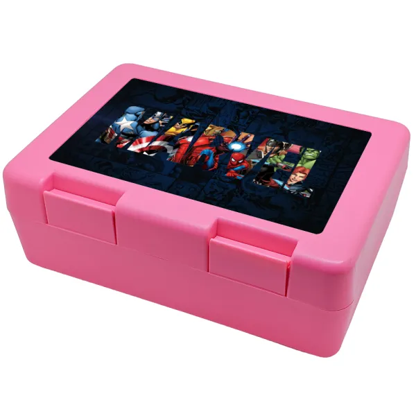 MARVEL characters — Παιδικό δοχείο κολατσιού ΡΟΖ 185x128x65mm (BPA free πλαστικό)