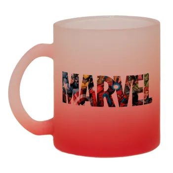MARVEL characters, Κούπα γυάλινη δίχρωμη με βάση το κόκκινο ματ, 330ml