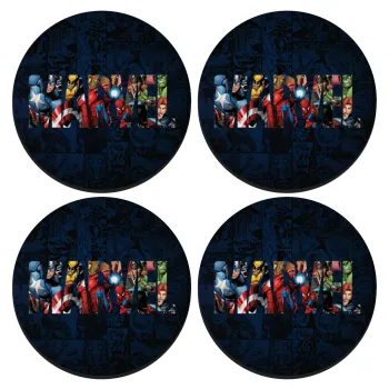 MARVEL characters, ΣΕΤ 4 Σουβέρ ξύλινα στρογγυλά (9cm)