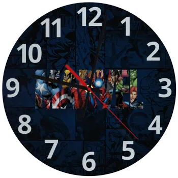 MARVEL characters, Ρολόι τοίχου γυάλινο (30cm)