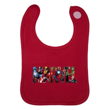 MARVEL characters, Σαλιάρα με Σκρατς Κόκκινη 100% Organic Cotton (0-18 months)