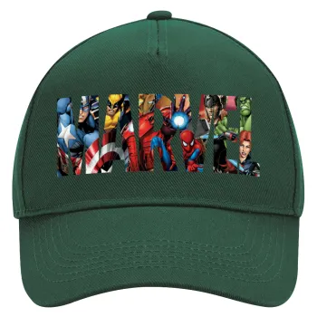 MARVEL characters, Adult Ultimate Hat GREEN, (100% COTTON DRILL, ADULT, UNISEX, ONE SIZE)