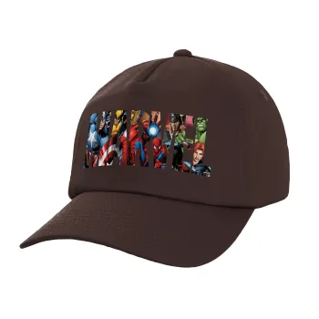 MARVEL characters, Adult Baseball Cap, 100% Cotton, Chocolate (COTTON, ADULT, UNISEX, ONE SIZE)
