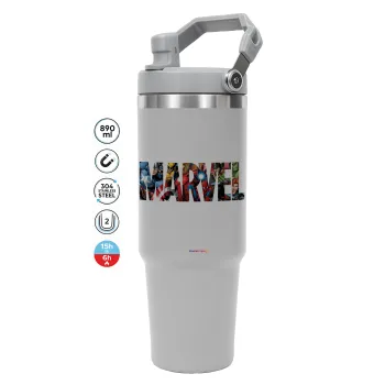 MARVEL characters, ΓΚΡΙ χρώματος Θερμός Ανοξείδωτο 890ml (30oz) με χερούλι