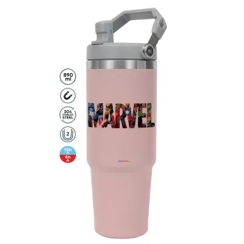 MARVEL characters, ΡΟΖ χρώματος Θερμός Ανοξείδωτο 890ml (30oz) με χερούλι