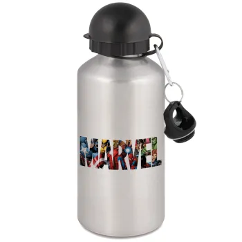 MARVEL characters, Μεταλλικό παγούρι νερού, Ασημένιο, αλουμινίου 500ml