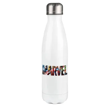 MARVEL characters, Metal mug thermos White (Stainless steel), double wall, 500ml