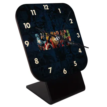 MARVEL characters, Quartz Table clock in natural wood (10cm)