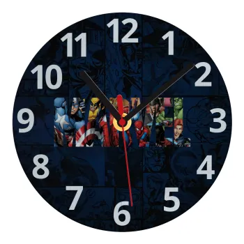 MARVEL characters, Ρολόι τοίχου γυάλινο (20cm)