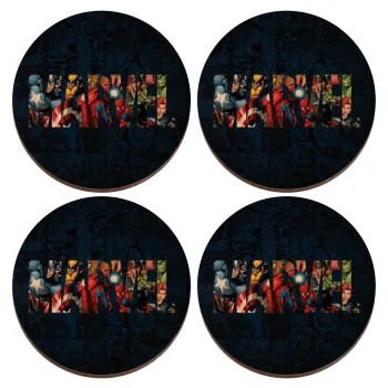 MARVEL characters, ΣΕΤ x4 Σουβέρ ξύλινα στρογγυλά plywood (9cm)