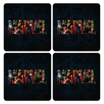 MARVEL characters, ΣΕΤ x4 Σουβέρ ξύλινα τετράγωνα plywood (9cm)