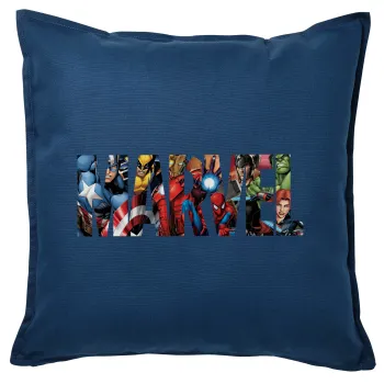 MARVEL characters, Μαξιλάρι καναπέ Μπλε 100% βαμβάκι, περιέχεται το γέμισμα (50x50cm)