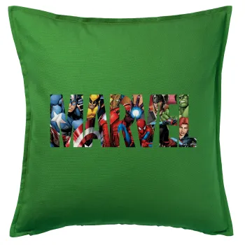 MARVEL characters, Μαξιλάρι καναπέ Πράσινο 100% βαμβάκι, περιέχεται το γέμισμα (50x50cm)