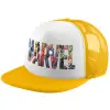 Adult Soft Trucker Hat with Yellow/White Mesh (POLYESTER, ADULT, UNISEX, ONE SIZE)