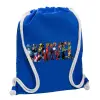 Backpack pouch GYMBAG Blue, with pocket (40x48cm) & thick cords