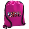 Backpack pouch GYMBAG Fuchsia, with pocket (40x48cm) & thick cords
