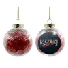 Transparent Christmas tree ball ornament with red filling 8cm